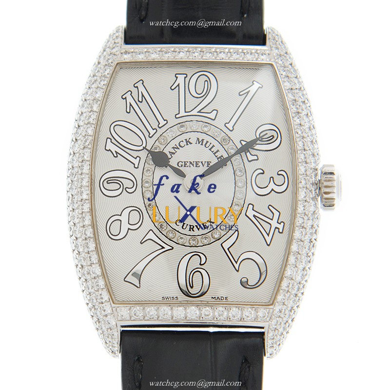 Franck Muller 7502 QZ D CD 1R OG Quartz 18kt White Gold & Diamond Replica Watch, 28mm, White Dial - Luxury Replica Watch