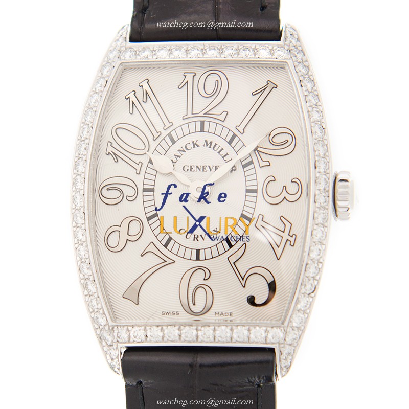 Franck Muller 7502 QZ REL D 1R AC Cintree Curvex Quartz White Dial Stainless Steel Diamonds Replica - Luxury Replica Watch