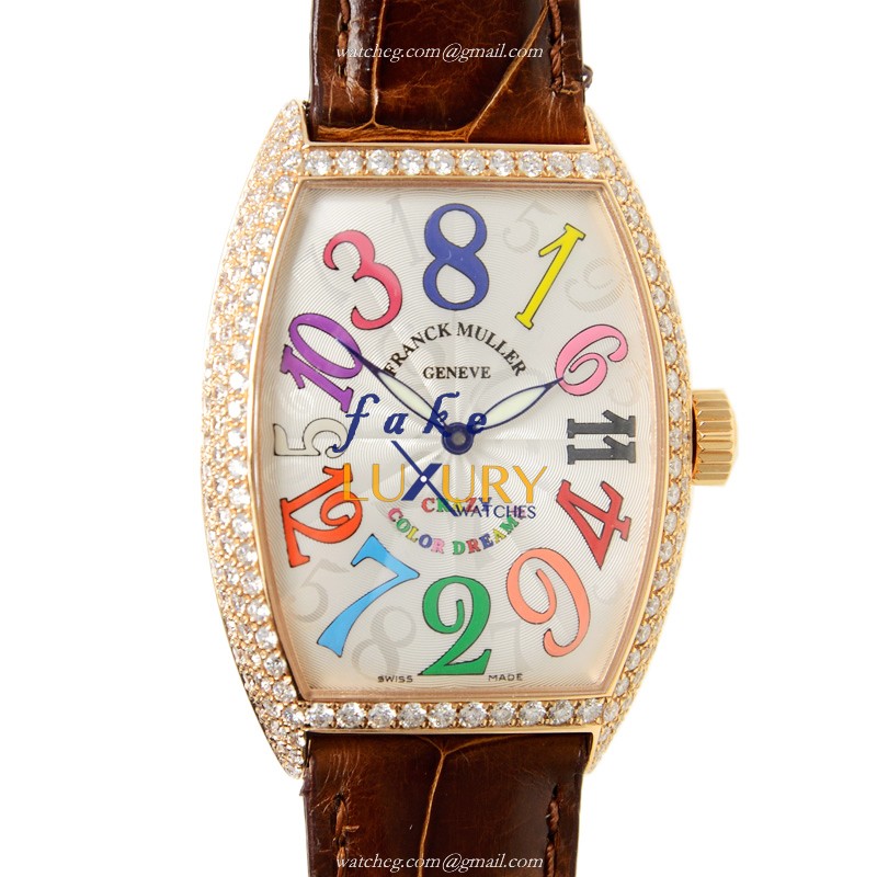 Franck Muller 7851 CH COL DRM 5N Crazy Hours Auto 18kt Rose Gold Diamond Replica Watch - Luxury Replica Watch