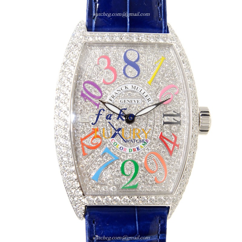 Franck Muller 7851 CH COL DRM D CD OG Replica Watch, Silver Dial, 18kt White Gold & Diamond Case - Luxury Replica Watch