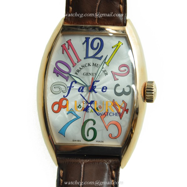 Franck Muller 7851 SC COL DRM 5N Automatic 18kt Rose Gold Replica Watch - White Dial, Brown - Luxury Replica Watch