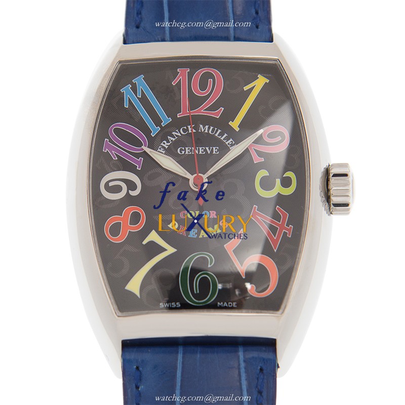 Franck Muller 7851SCCOLDRMAC-BLUE CURVEX Automatic Steel Case Replica Watch, Auto, Black Dial, Blue - Luxury Replica Watch