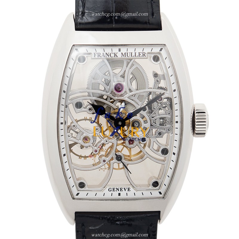 Franck Muller GENEVE 7880 B S6 SQT OG Manual Wind 18kt White Gold Transparent Skull Dial Replica - Luxury Replica Watch