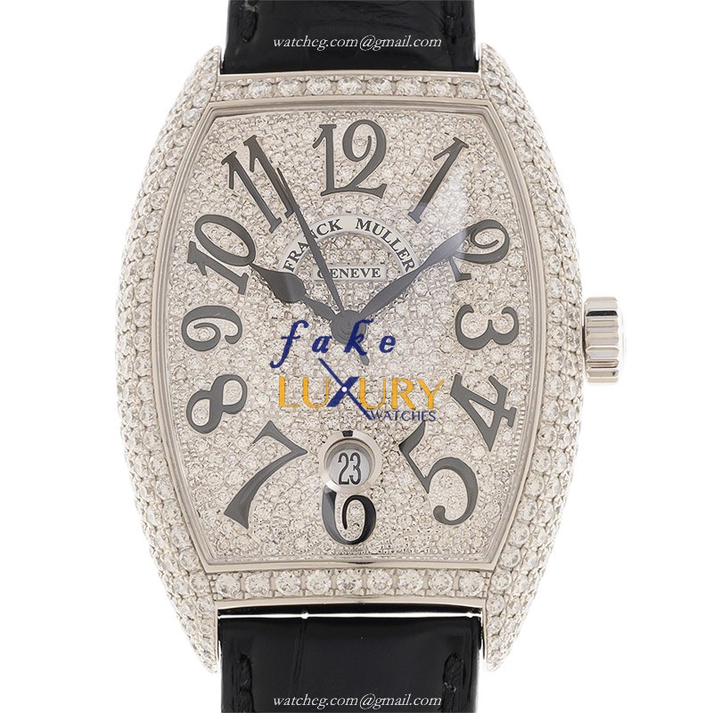 Franck Muller 7880 SC DT D6 CD OG CASABLANCA Automatic 18kt White Gold Diamond Replica Watch 7880 - Luxury Replica Watch