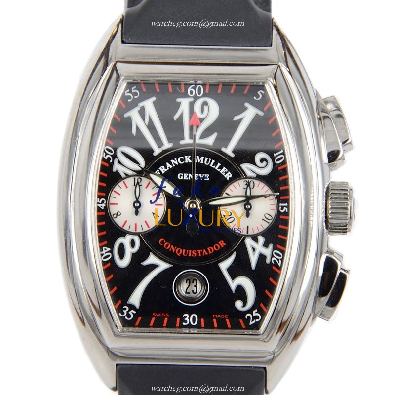 Franck Muller 8005CC CONQUISTADOR Automatic Stainless Steel Silver Dial Rubber Strap Replica Watch - Luxury Replica Watch
