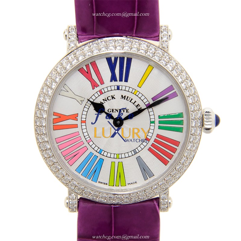 Franck Muller 8035 QZ COL DRM R D OG Replica Watch, Quartz, 18kt White Gold & Diamond, Silver Dial - Luxury Replica Watch