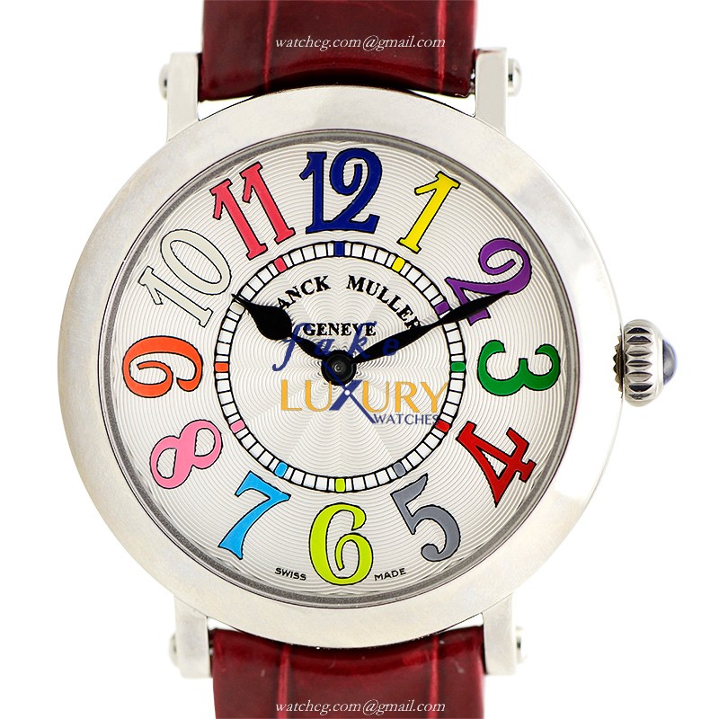 Franck Muller 8035 QZ COL DRM V AC Replica Watch, White Dial, Steel Case, Quartz, Red Alligator