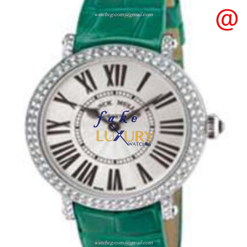 Franck Muller 8035 QZ D BL RAC - Replica Watch - Quartz - Stainless Steel & Diamonds - Silver Dial
