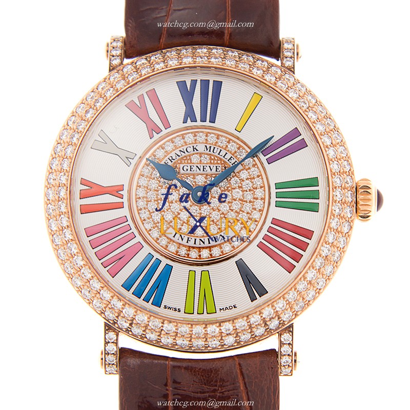 Franck Muller 8038 QZ COL DRM R D CD 1P 5N ROUND Quartz 18kt Rose Gold & Diamonds Replica Watch - Luxury Replica Watch