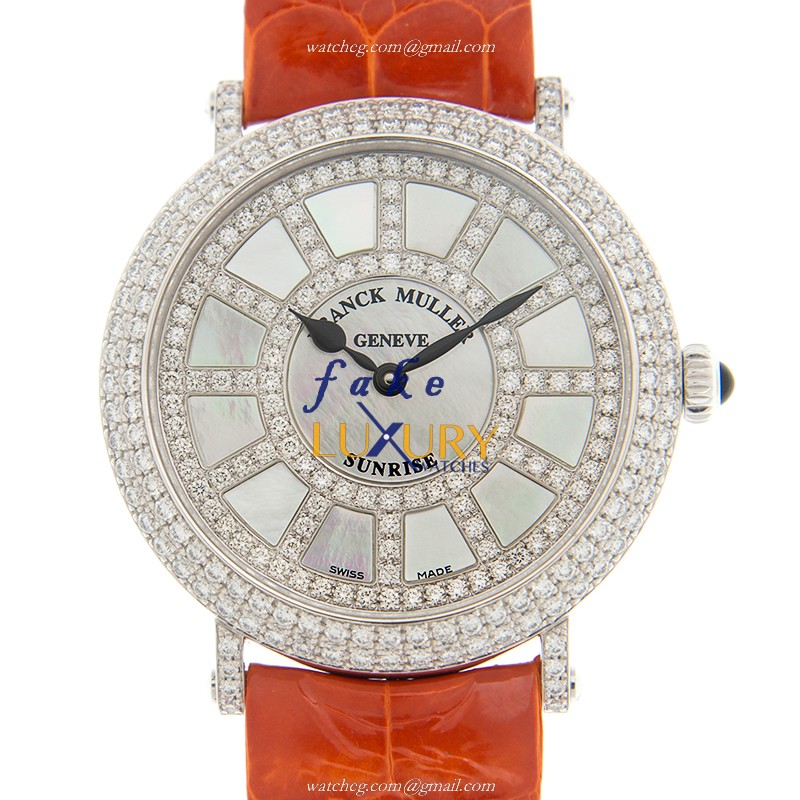 Franck Muller 8038 QZ SNR D CD OG Replica Watch, Quartz Movement, White Dial, Orange Leather Strap - Luxury Replica Watch