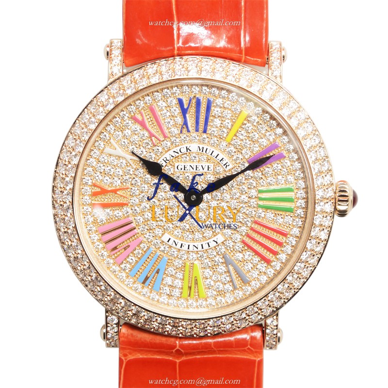 Franck Muller 8041 QZ COL DRM R D CD 5N Replica Watch, Quartz Movement, 41mm Rose Gold & Diamond - Luxury Replica Watch