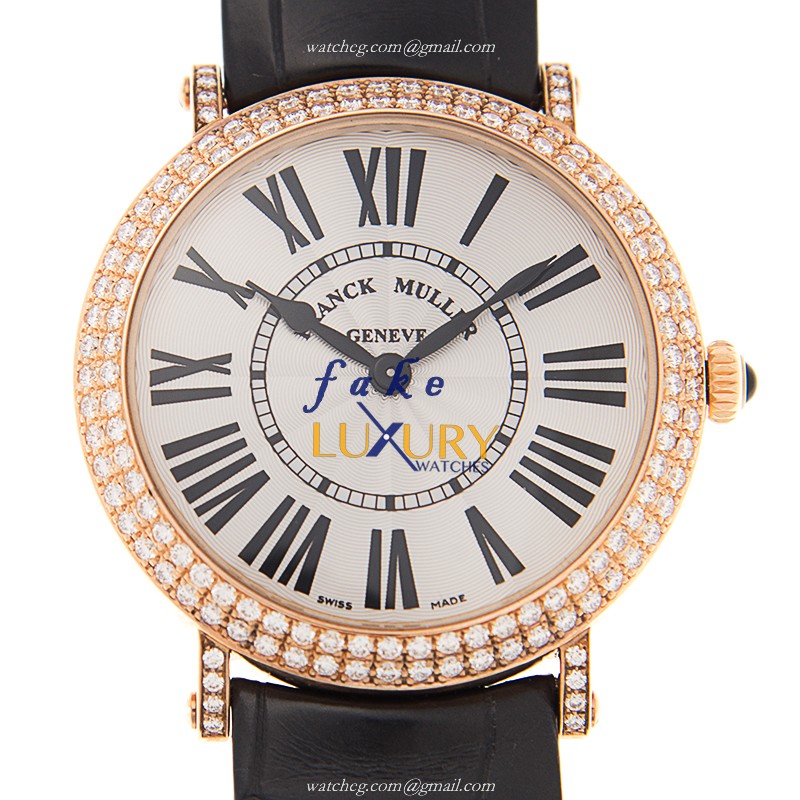 Franck Muller 8041 QZ R D 5N INFINITY Quartz White Dial 18kt Rose Gold & Diamonds Replica Watch