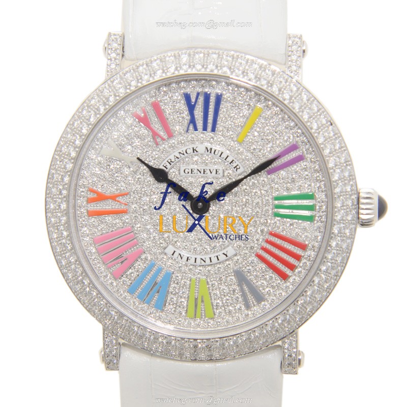 Franck Muller 8045 QZ COL DRM R D CD OG INFINITY Quartz 18kt White Gold Diamond Replica Watch - Luxury Replica Watch
