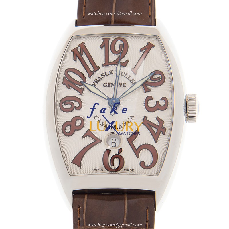 Franck Muller 8880 C DT AC Replica Watch, Silver Dial, Stainless Steel Case, Brown Leather Strap - Luxury Replica Watch