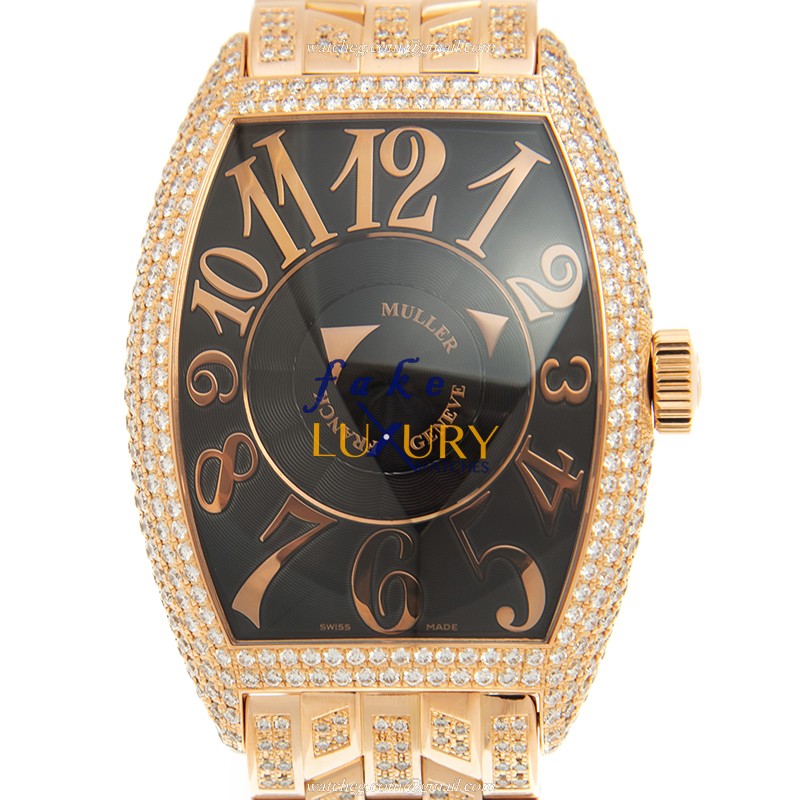 Franck Muller 8880 DM D 5N Automatic 18kt Rose Gold & Diamond Replica Watch - 40mm Black Dial - 1:1 - Luxury Replica Watch