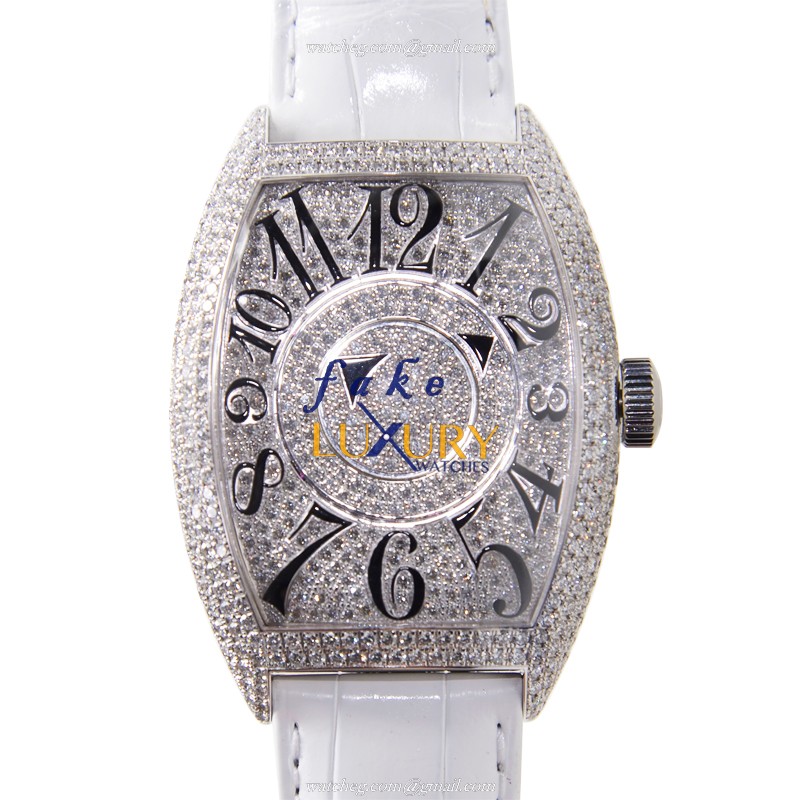 Franck Muller 8880 DM D CD OG - Replica Watch - Automatic - 18kt White Gold Diamond - Silver Dial
