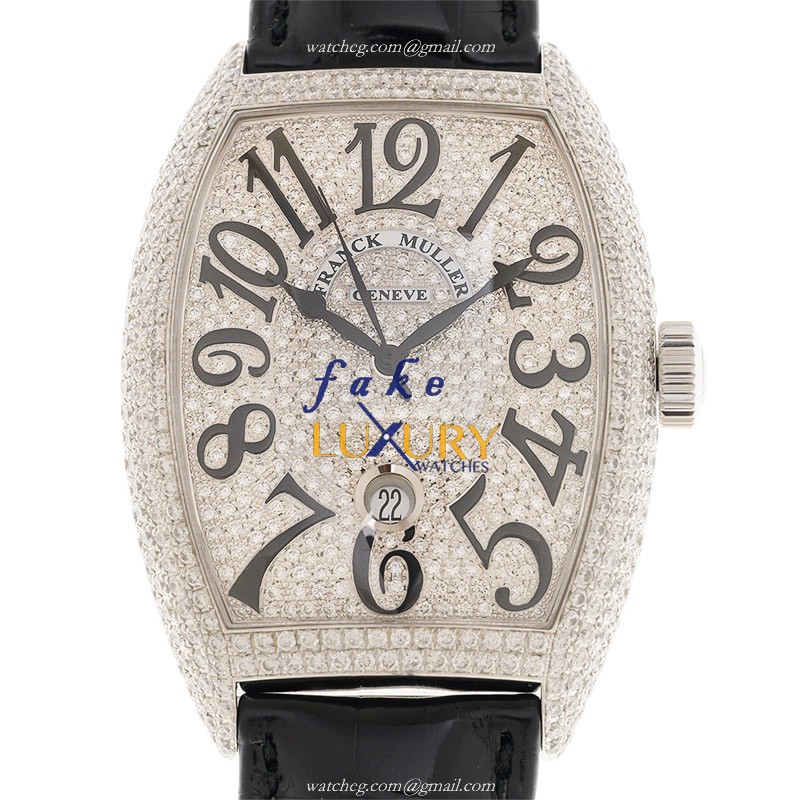 Franck Muller 8880 SC DT D6 CD OG - Replica Watch - Automatic - 18kt White Gold & Diamond - Black - Luxury Replica Watch