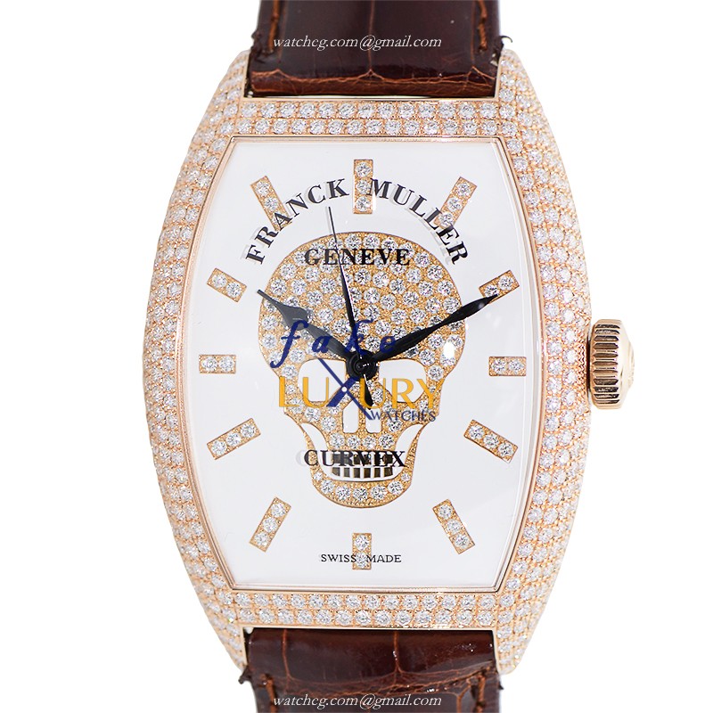 Franck Muller 8880 SC DT GOTH IND D CD 5N Gothique Automatic 18kt Rose Gold & Diamonds White Dial - Luxury Replica Watch