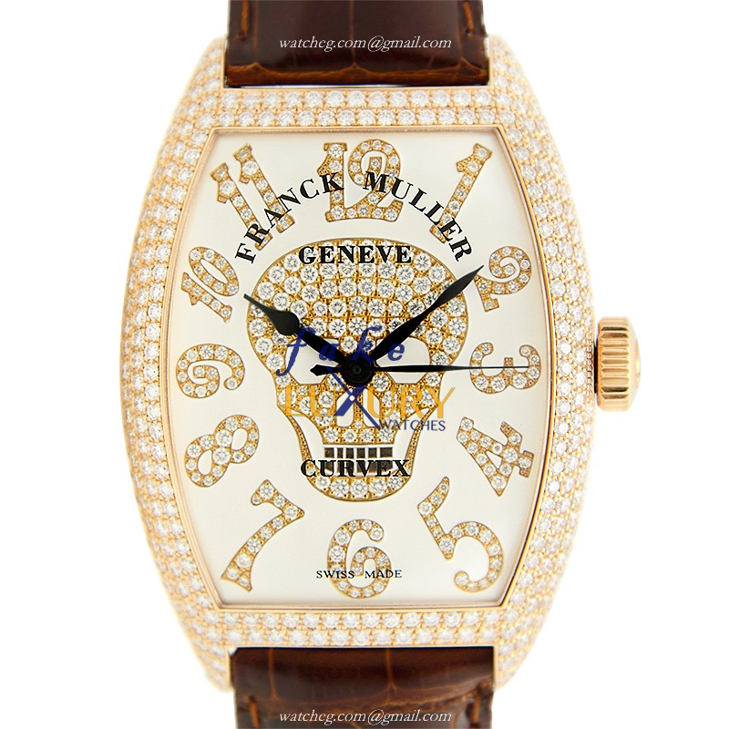 Franck Muller 8880 SC DT GOTH NBR D CD 5N | Automatic | 18kt Rose Gold Diamonds | Alligator Strap - Luxury Replica Watch