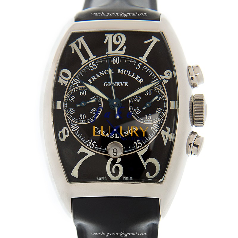 Franck Muller 8885 C CC DT AC Replica Watch Automatic Movement Black Dial Steel Case Rubber Strap