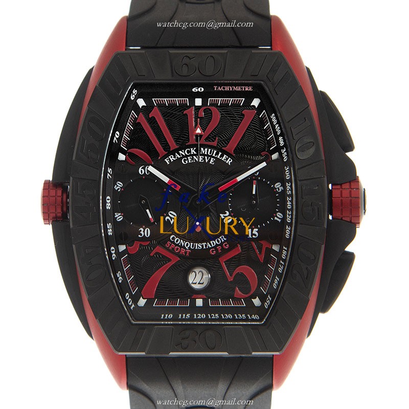 Franck Muller 8900CC DT GPG TT NR 5N Titanium Automatic Replica Watch, Black Dial & Rubber Strap - Luxury Replica Watch