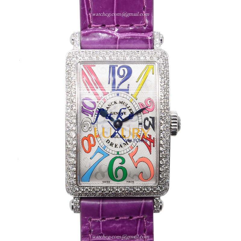 Franck Muller 902 QZ COL DRM D OG Replica Watch, Quartz, Silver Dial, 18kt White Gold & Diamond
