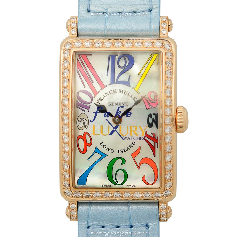 Franck Muller 902 QZ COL DRM MOP D 1R 5N Long Island Quartz 18kt Rose Gold Diamonds | Alligator - Luxury Replica Watch