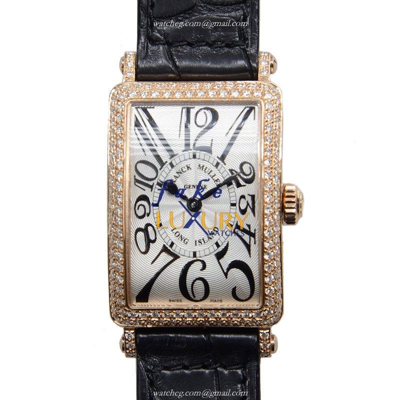 Franck Muller 902 QZ D 5N Replica Watch, Quartz Movement, Silver Dial, Rose Gold & Diamonds Case