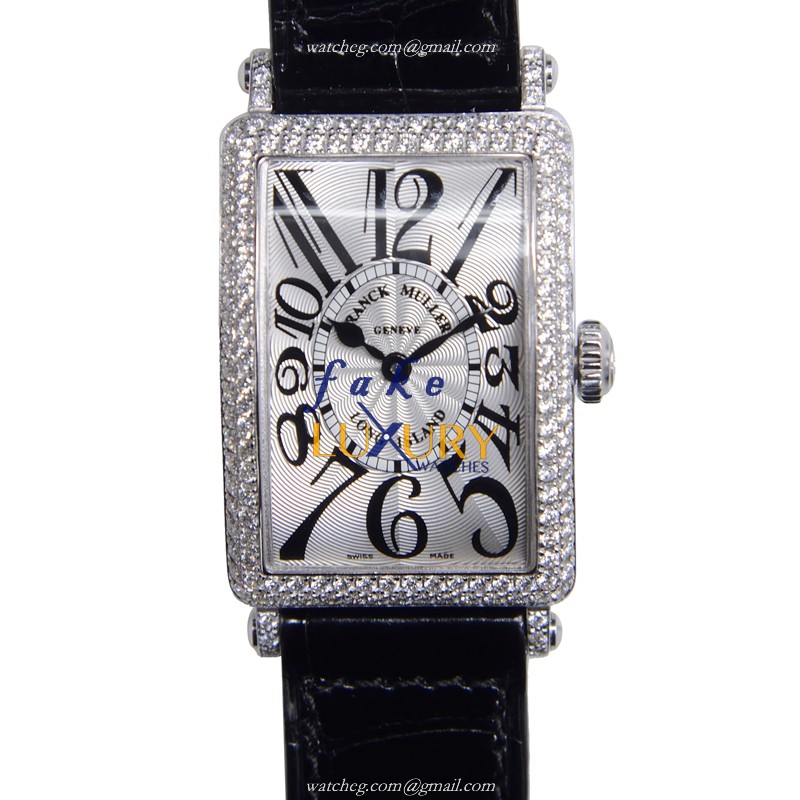 Franck Muller 902 QZ D OG Replica Watch, Silver Dial, 18kt White Gold & Diamond Case, Quartz