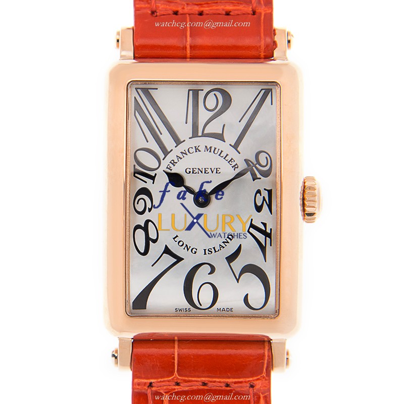 Franck Muller 902 QZ MOP 5N Long Island Quartz Replica Watch White Mother of Pearl Dial Orange
