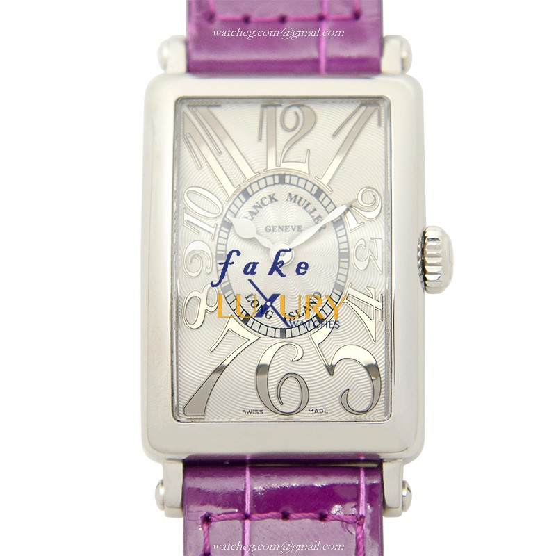 Franck Muller 902 QZ REL AC Replica Watch, Quartz, Silver Dial, Steel Case, Purple Alligator Strap - Luxury Replica Watch