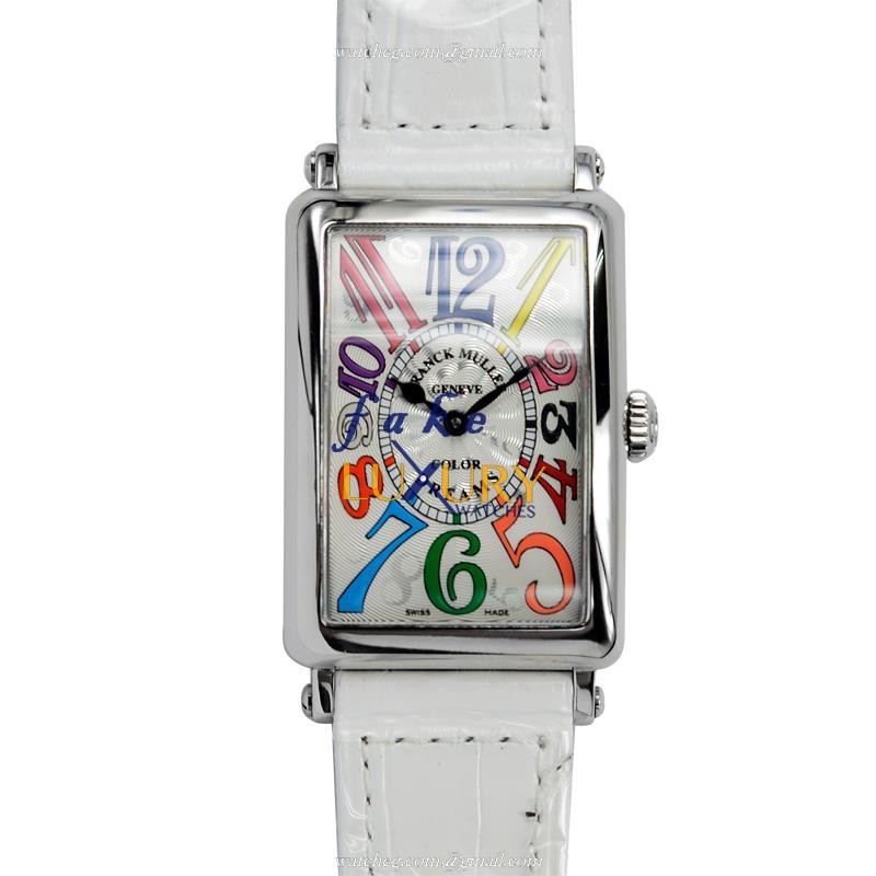 Franck Muller 952QZCOLDRAC LONG ISLAND Quartz Stainless Steel Replica Watch - White Alligator Strap - Luxury Replica Watch