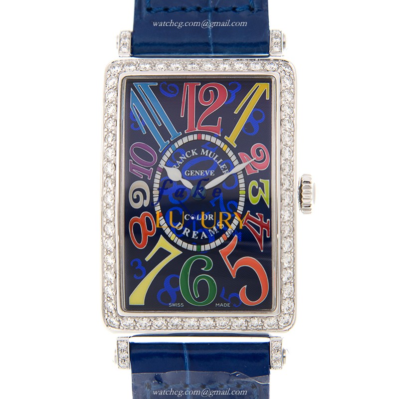 Franck Muller 952 QZ COL DRM D 1R AC Long Island Quartz Blue Dial Diamonds Replica Watch - Luxury Replica Watch