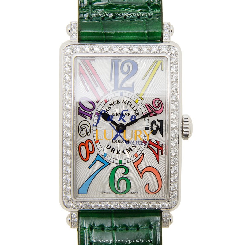 Franck Muller 952QZCOLDRMD1ROG Quartz Replica Watch - Silver Dial - Green Alligator Strap - Long - Luxury Replica Watch