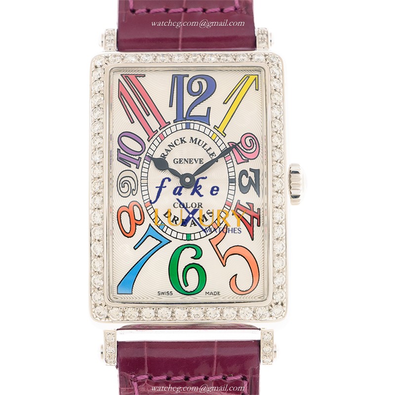 Franck Muller 952QZ COL DRM D 1R OG Purple Strap Ladies Replica Watch, Swiss Quartz, 18kt White - Luxury Replica Watch