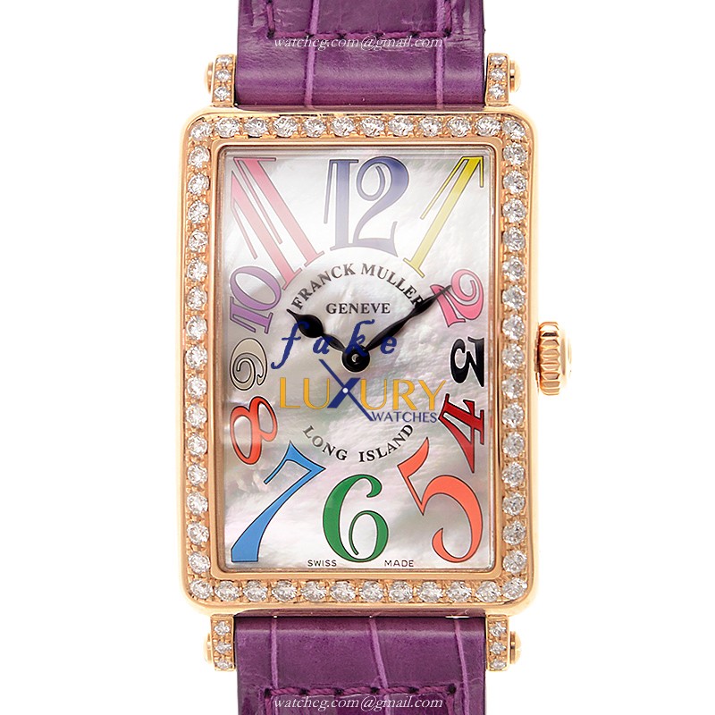 Franck Muller 952 QZ COL DRM MOP D 1R 5N LONG ISLAND Quartz 18kt Rose Gold Diamond Replica Watch - Luxury Replica Watch