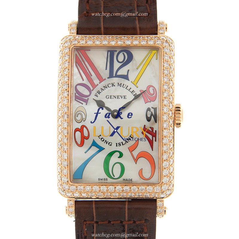 Franck Muller 952 QZ COL DRM MOP D 5N Long Island Quartz Rose Gold Diamond Replica Watch