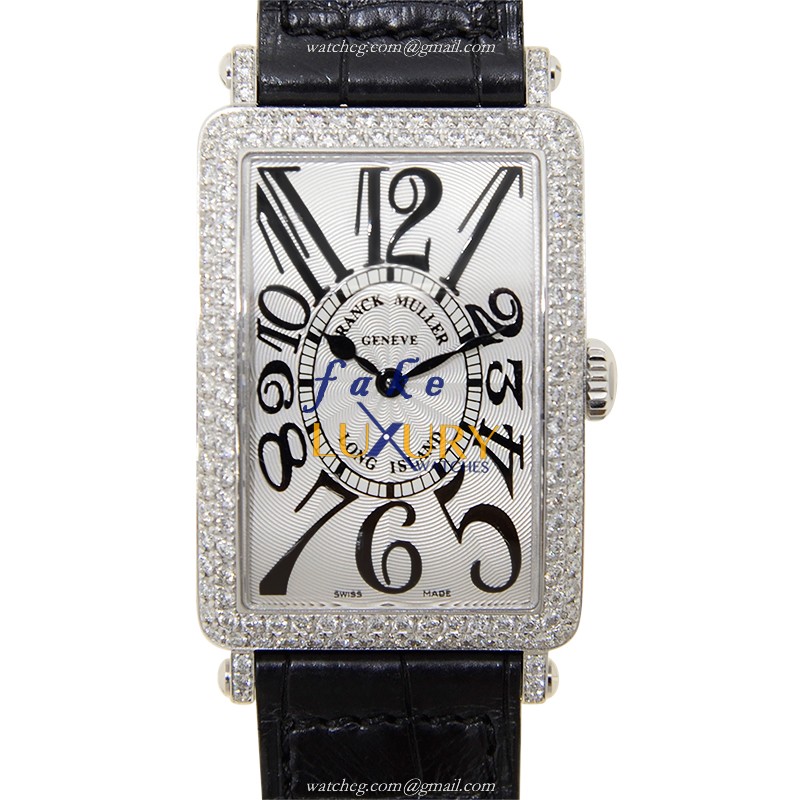 Franck Muller 952 QZ D OG LONG ISLAND Quartz 18kt White Gold & Diamond Replica Watch - Silver Dial - Luxury Replica Watch