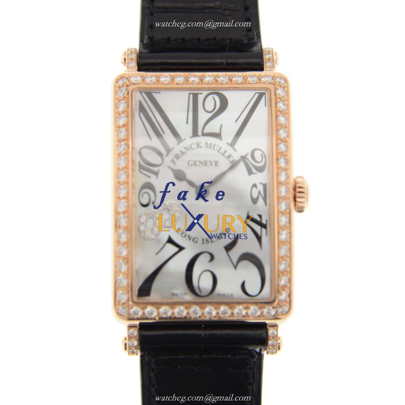 Franck Muller 952 QZ MOP D 1R CD8 NI 5N LONG ISLAND Quartz Rose Gold & Diamond Replica Watch - Luxury Replica Watch