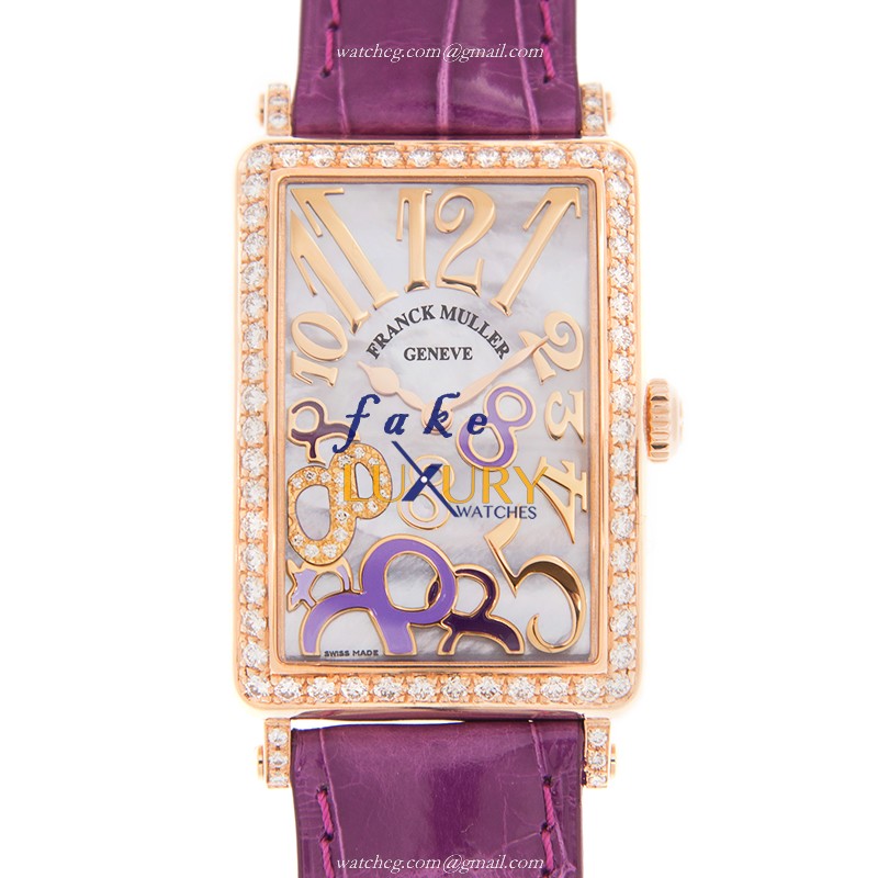 Franck Muller 952 QZ REL 8CD MOP VL D 1R 5N Replica Watch, Quartz, Purple Mother of Pearl Dial - Luxury Replica Watch