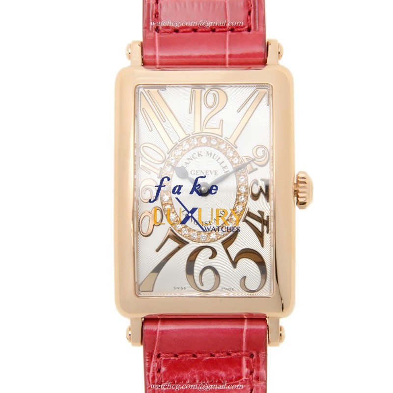 Franck Muller 952QZRELCD1R5N LONG ISLAND Quartz 18kt Rose Gold Replica Watch - 26mm Case - Silver - Luxury Replica Watch