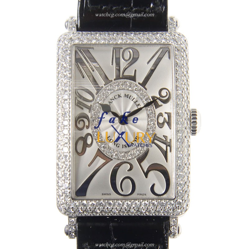 Franck Muller 952 QZ REL D CD 1R OG LONG ISLAND Quartz 18kt White Gold Diamond Replica Watch - Luxury Replica Watch