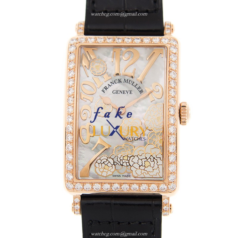 Franck Muller 952 QZ REL MOP BC D 1R LS 5N - BLACK STRAP - Replica Watch - Quartz - 18kt Rose Gold