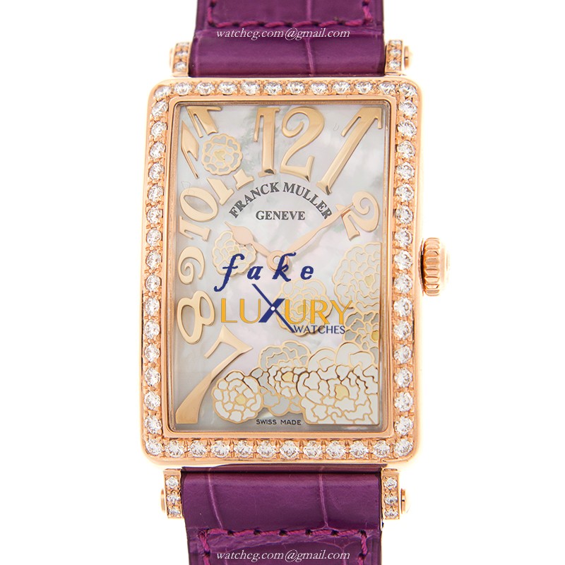 Franck Muller 952 QZ REL MOP BC D 1R LS 5N - Quartz - White MOP Dial - Purple Alligator - Replica - Luxury Replica Watch