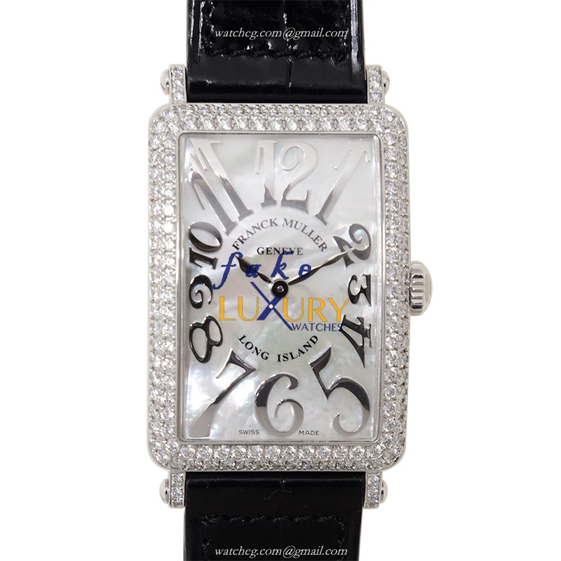 Franck Muller 952QZRELMOPODOG LONG ISLAND Quartz 18kt White Gold Diamond Replica Watch - Luxury Replica Watch