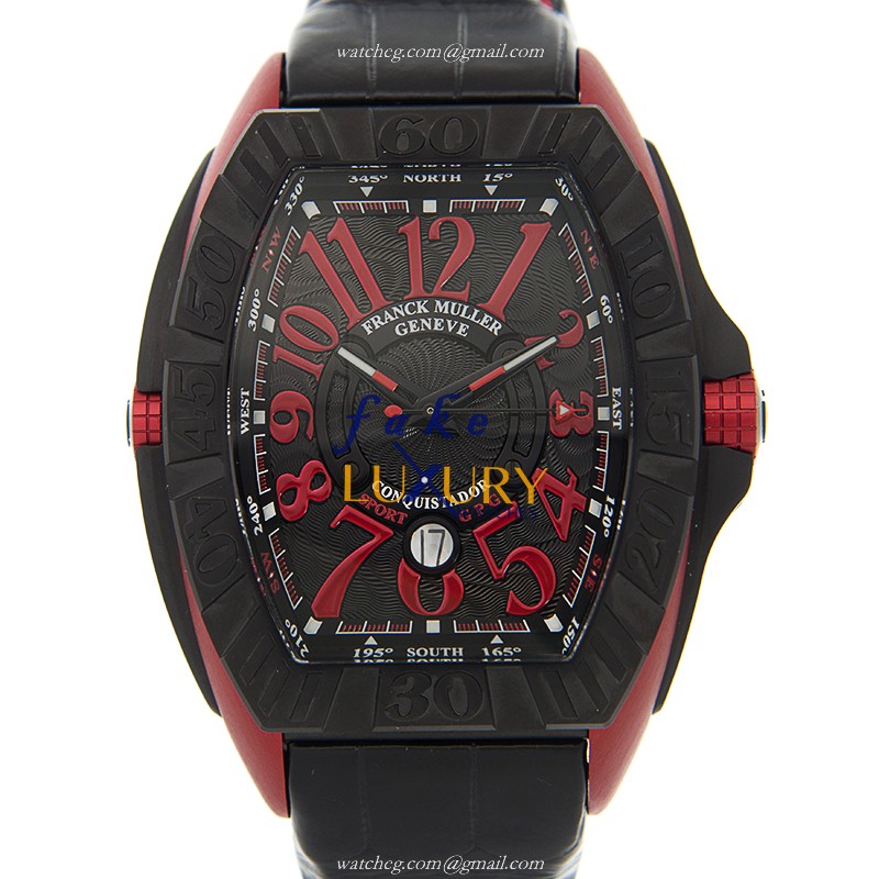 Franck Muller 9900 SC DT GPG TT.NR.ERG Replica Watch, Black Dial, Steel Case, Alligator Strap