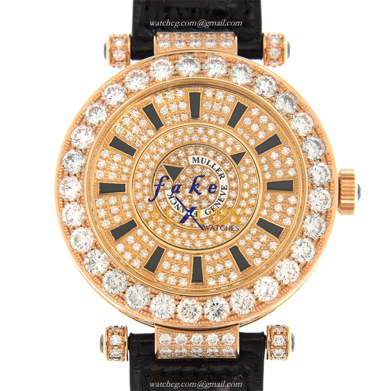 Franck Muller DM42D1RCD5N-BLACK Automatic 18kt Rose Gold & Diamond Replica Watch - Luxury Replica Watch