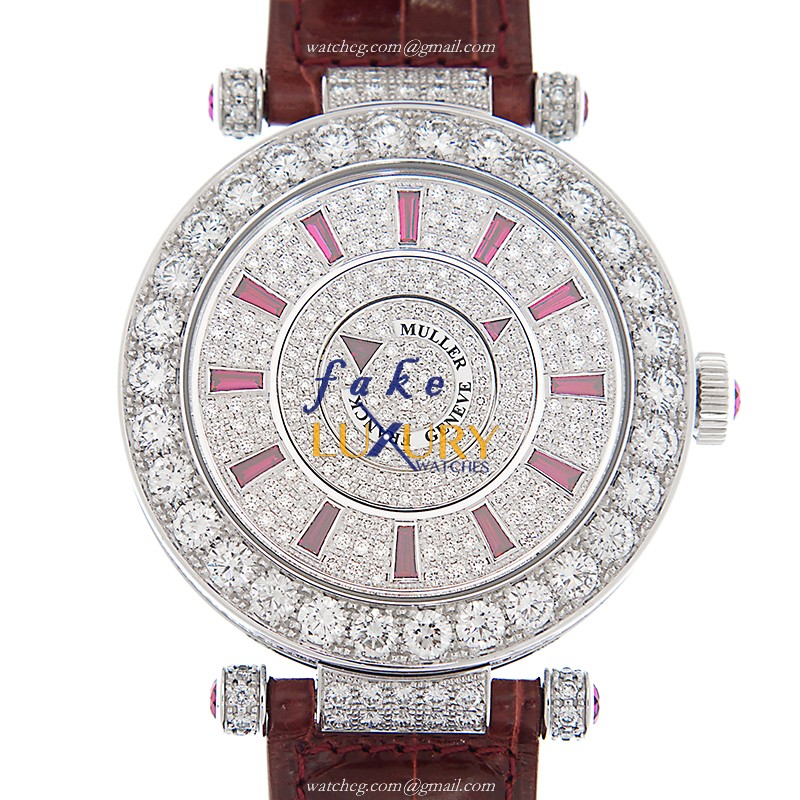 Franck Muller DM42D1RCD Rouge Double Mystery Automatic 18kt White Gold & Diamond Replica Watch - Luxury Replica Watch