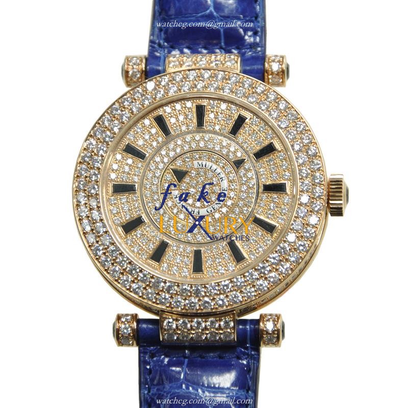 Franck Muller DM42D2RCD5N Double Mystery Replica Watch, Automatic, Rose Gold & Diamonds, Silver Dial