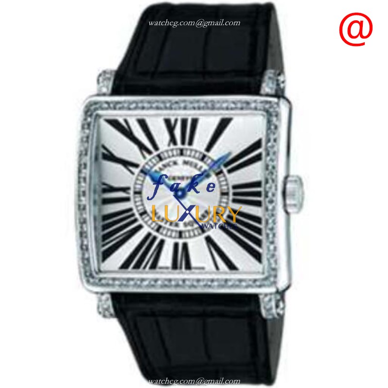 Franck Muller Master Square 6002 H QZ D 1R BL RAC Quartz Stainless Steel Diamonds Silver Dial